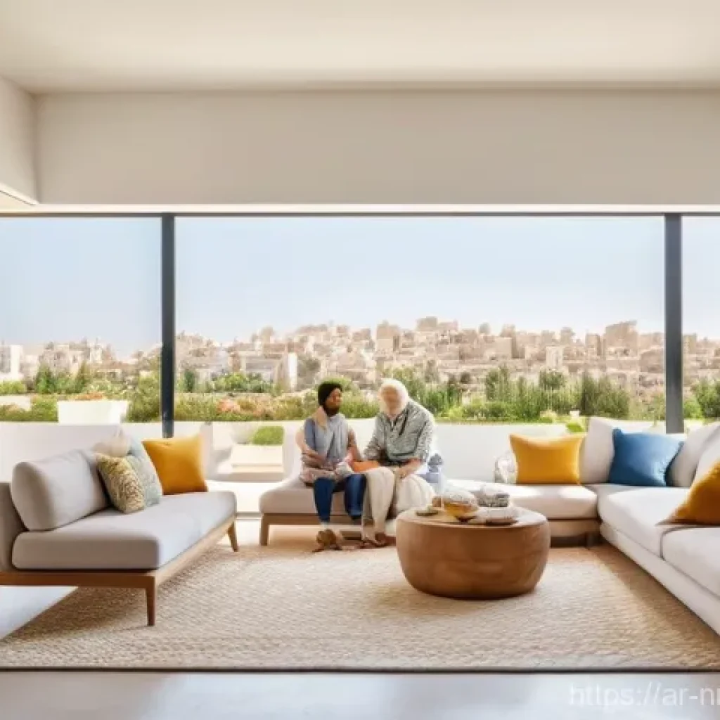 에너지 효율성 개선을 위한 대체 에너지 활용 - **Prompt:** A vibrant, sun-drenched scene showcasing a modern Arab family home, blending contemporar...