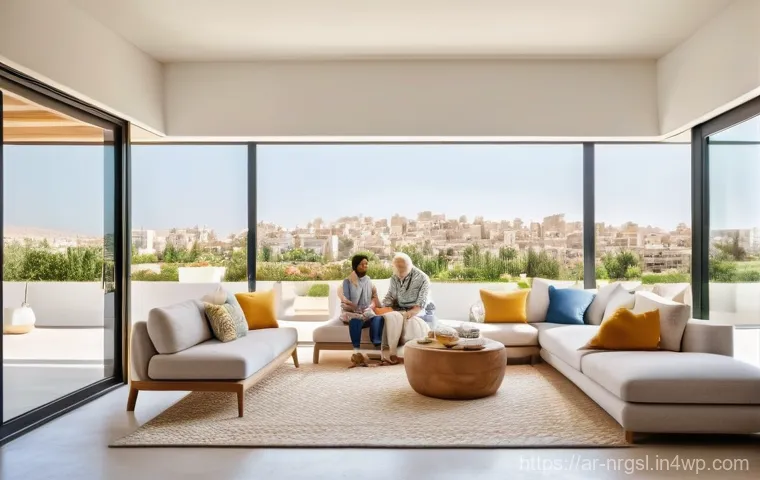 에너지 효율성 개선을 위한 대체 에너지 활용 - **Prompt:** A vibrant, sun-drenched scene showcasing a modern Arab family home, blending contemporar...