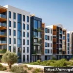 Home 22 건축 설계에서의 에너지 관리 고려사항 - A modern residential building in a hot, arid Middle Eastern climate, designed with light-reflective ...