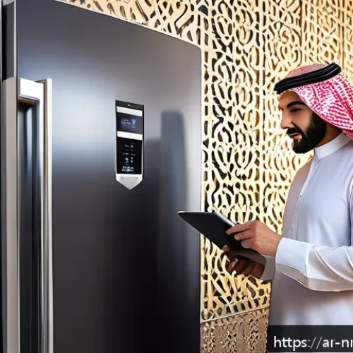 Home 31 에너지 비용 절감을 위한 외부 감사 활용 - A modern Middle Eastern family home interior, showcasing energy-efficient appliances like LED lighti...