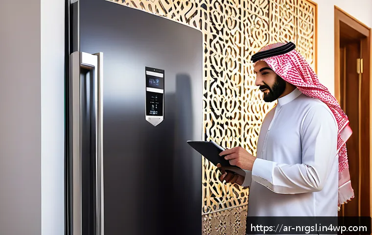 에너지 비용 절감을 위한 외부 감사 활용 - A modern Middle Eastern family home interior, showcasing energy-efficient appliances like LED lighti...